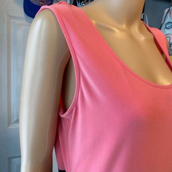 R&K Black Pink Color Block Casual Stretchy Comfy Summer Dress Women Size 10 - Picture 6 of 7